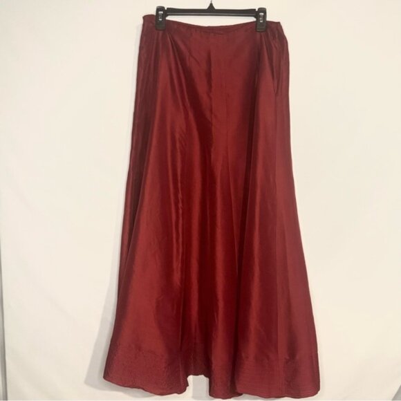Sundance 100% Silk Rich Ruby Red A-Line Maxi Skirt Size 12 - Picture 1 of 8